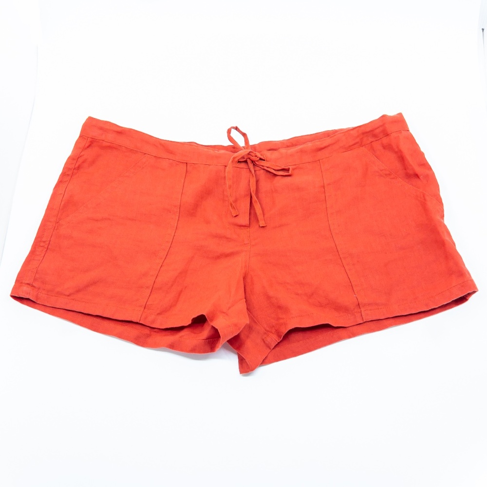 Red Linen Shorts with Front and Back Pockets- NWOT